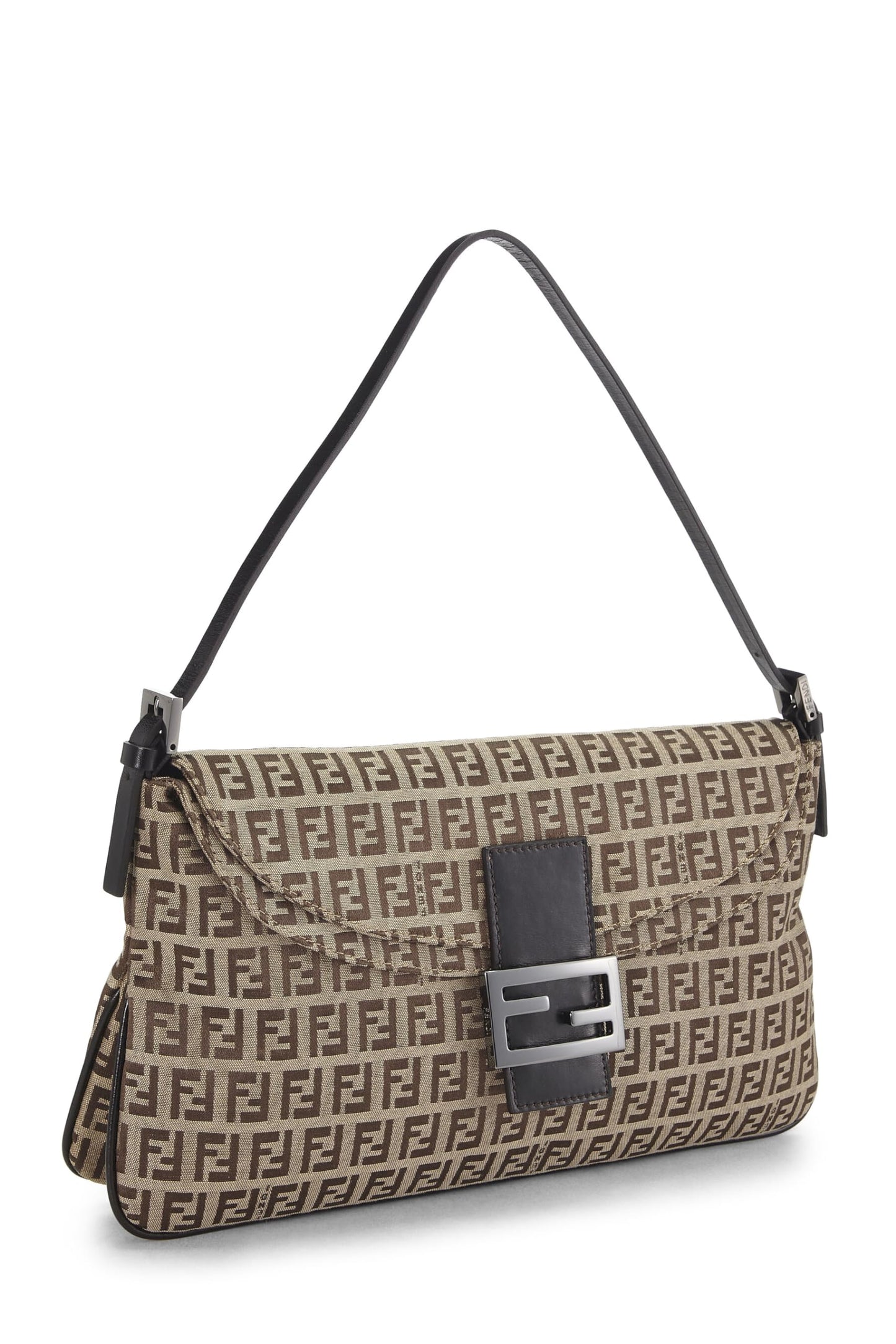 Fendi, sac à bandoulière en toile marron Zucchino d'occasion, marron