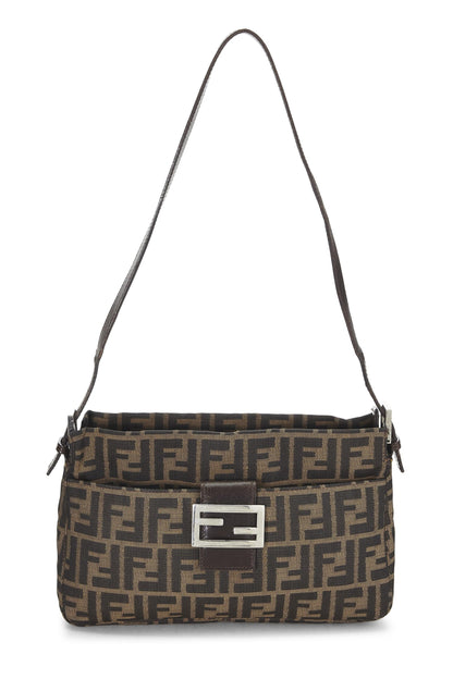 Fendi, sac à bandoulière en toile marron Zucca d'occasion, marron