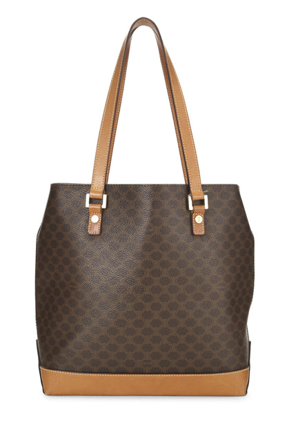 Céline, Pre-Loved Brown Coated Canvas Macadam Tote, Brown