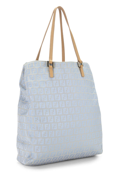 Fendi, Pre-Loved Blue Zucchino Canvas Vertical Tote Small, Blue