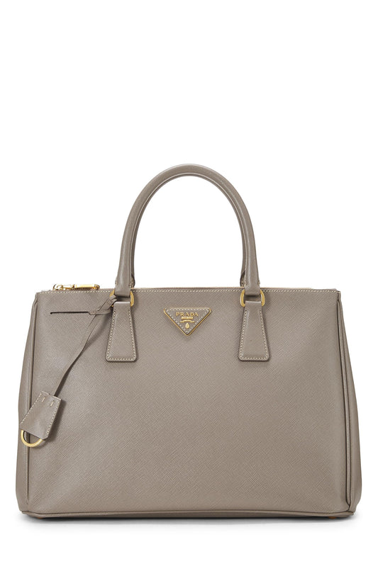 Prada, sac fourre-tout Executive Medium en saffiano gris d'occasion, gris