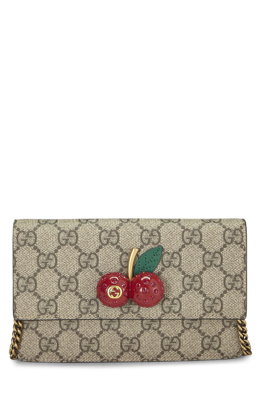 Gucci, Mini sac à bandoulière en toile enduite GG Supreme Cherry d'origine d'occasion, rouge