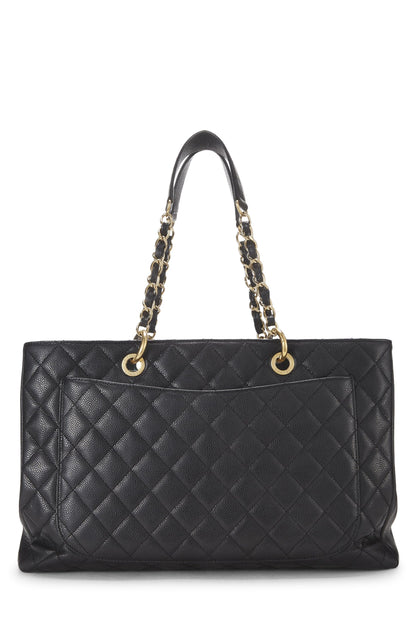 Chanel, Pre-Loved Black Quilted Caviar Grand Shopping Tote (GST), Black