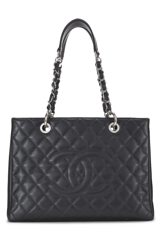 Chanel, Pre-Loved Grey Quilted Caviar Grand Shopping Tote (GST), Grey