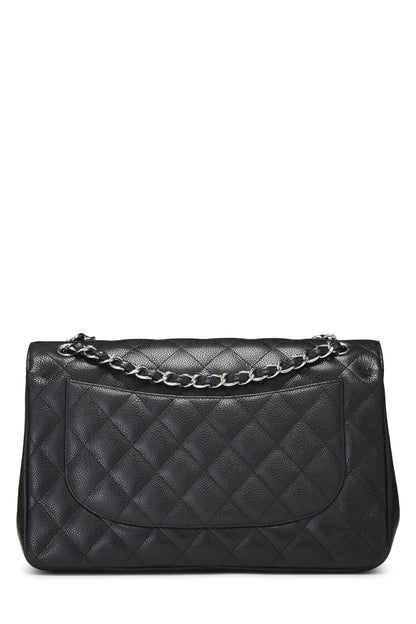 Chanel, Pre-Loved Black Quilted Caviar New Classic Double Flap Jumbo, Black