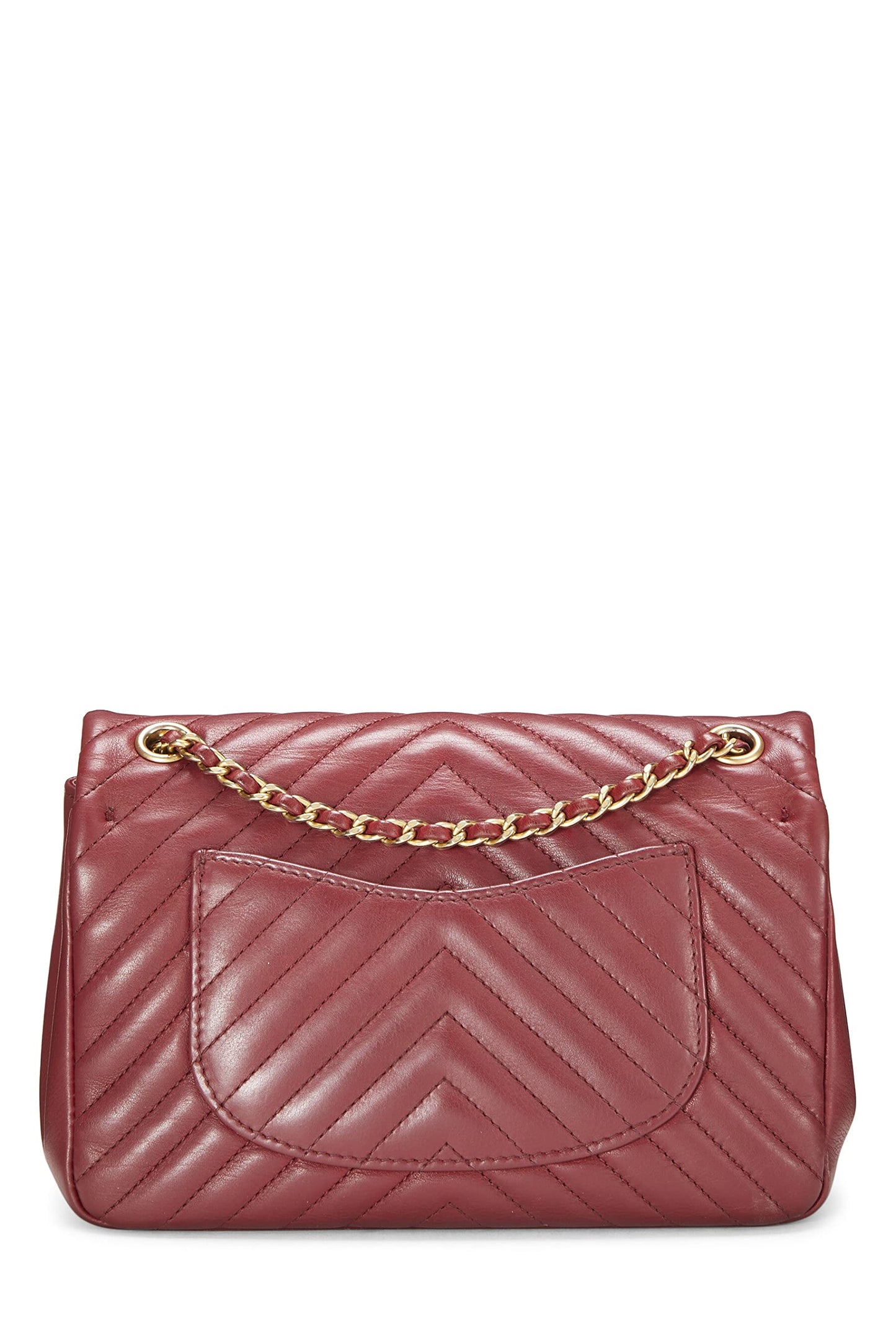 Chanel, Bolso pequeño con solapa Rock the Corner de piel de cordero con chevron rojo Paris-Cosmopolite Pre-Loved, Rojo