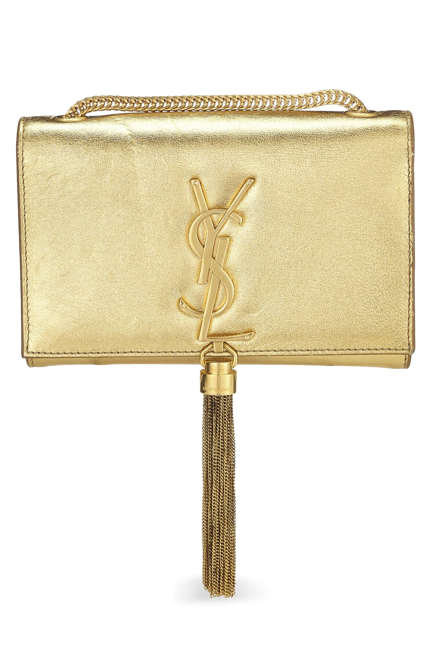 Yves Saint Laurent, Pre-Loved Gold Calfskin Kate Tassel Crossbody Small, Gold