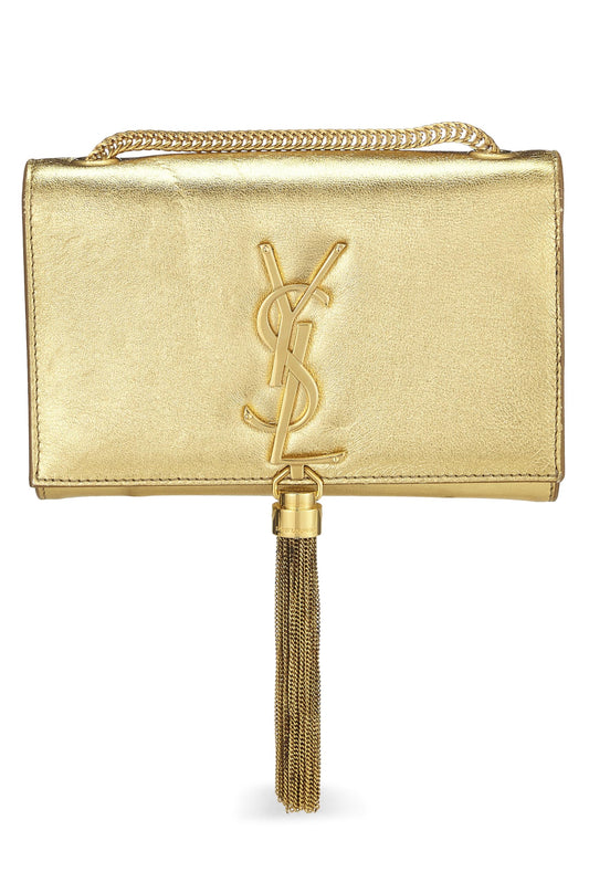 Yves Saint Laurent, Pre-Loved Gold Calfskin Kate Tassel Crossbody Small, Gold