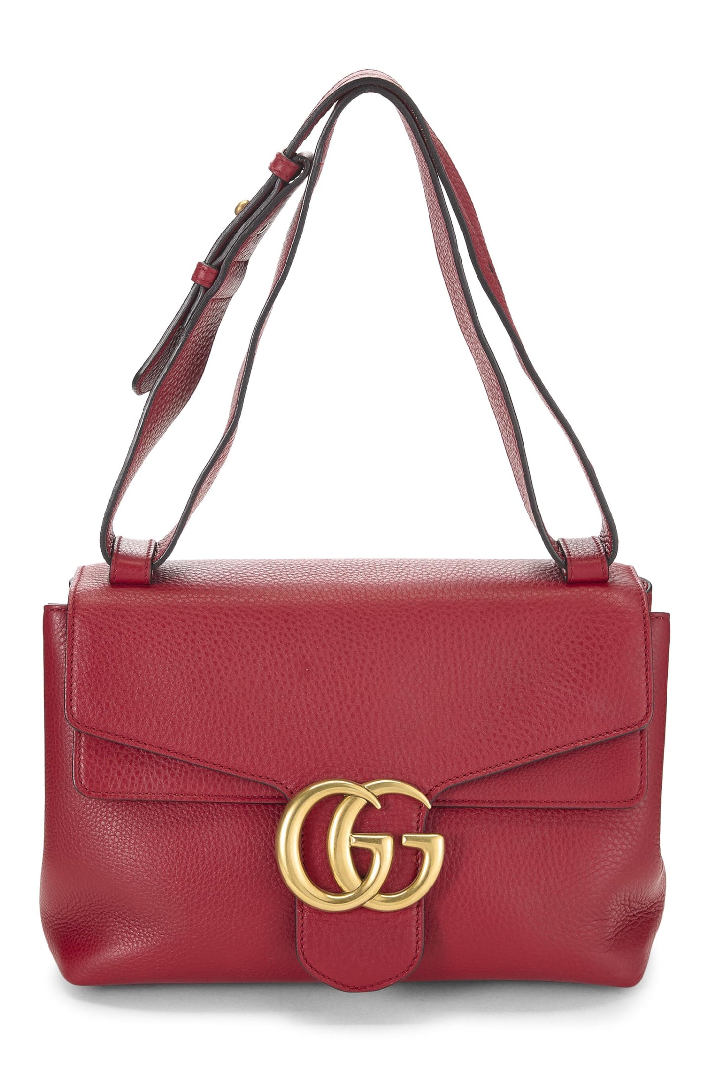 Gucci, Pre-Loved Red Leather GG Marmont Shoulder Bag, Red