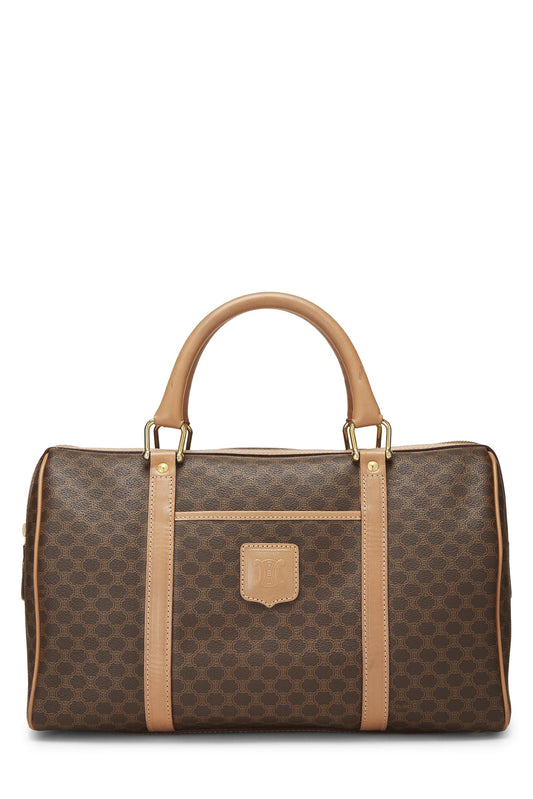 Céline, Pre-Loved Brown Coated Canvas Macadam Boston Bag, Brown