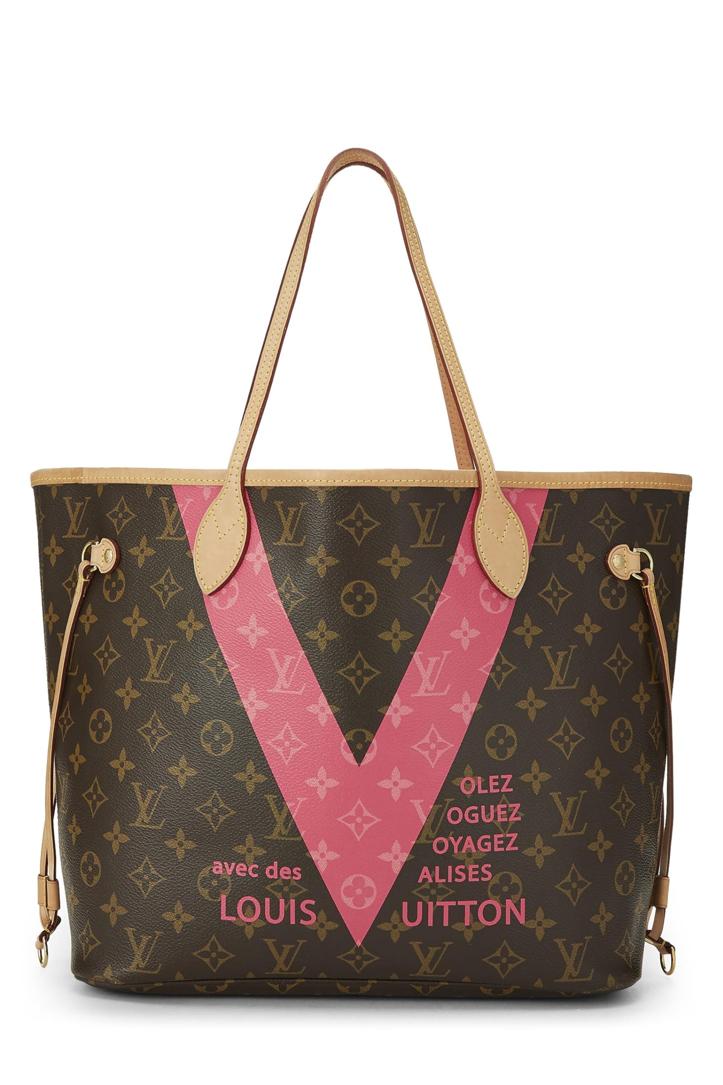 Louis Vuitton, Monograma V rosa Pre-Loved Neverfull MM, Rosa