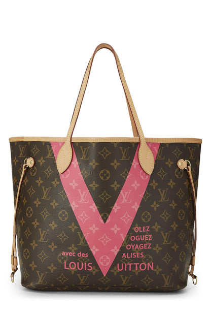 Louis Vuitton, Monograma V rosa Pre-Loved Neverfull MM, Rosa