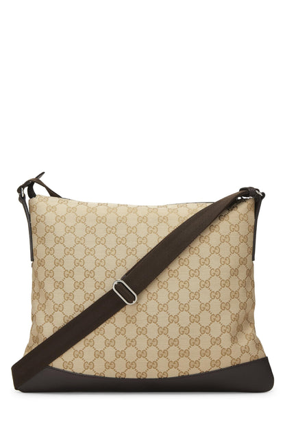 Gucci, sac messager de poche en toile GG d'origine d'occasion, grand format, marron