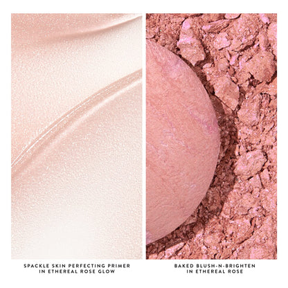 Kit Ethereal Rose Glow de LAURA GELLER NEW YORK: rubor marmoleado Baked Blush-n-Brighten, prebase de maquillaje Ethereal Rose + Spackle Skin Perfecting, Ethereal Rose Glow (2 piezas)