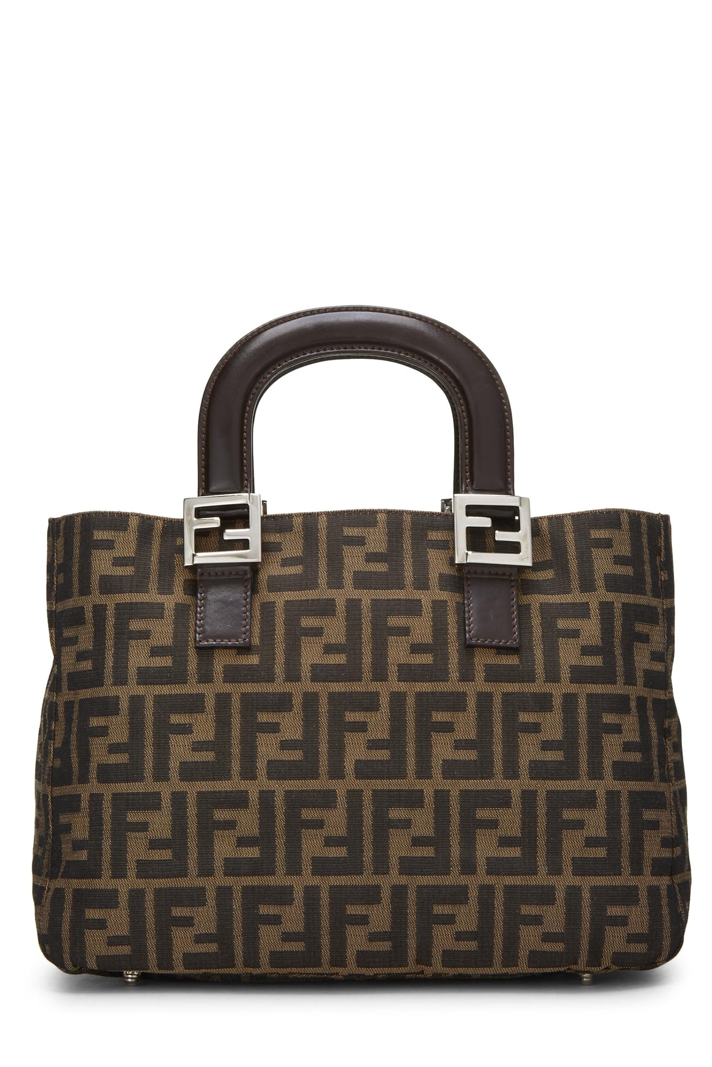 Fendi, sac à main en toile marron Zucca, petit modèle, d'occasion, marron