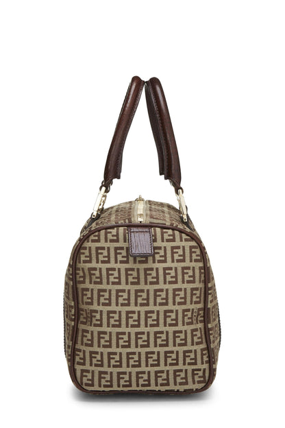 Fendi, Pre-Loved Brown Zucchino Coated Canvas Boston, Brown