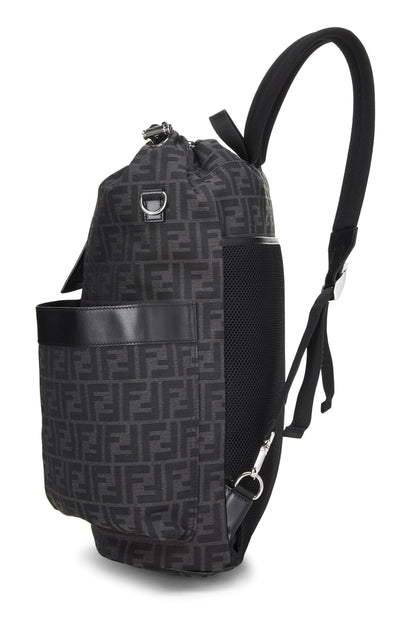 Fendi, Mochila Strike grande de lona Zucca negra Pre-Loved, Negro