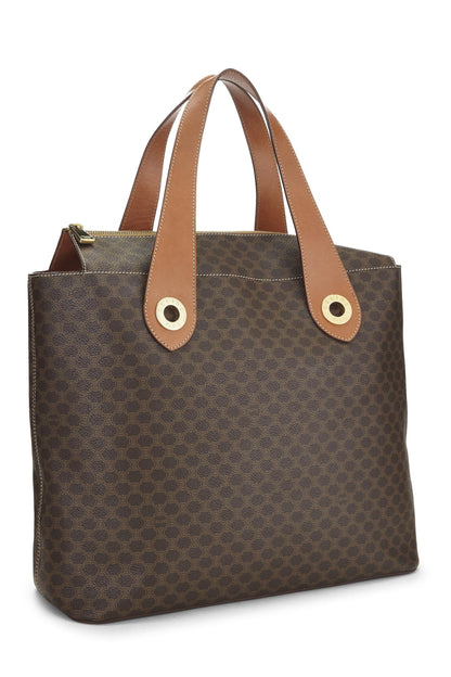 Céline, Pre-Loved Brown Coated Canvas Macadam Tote, Brown