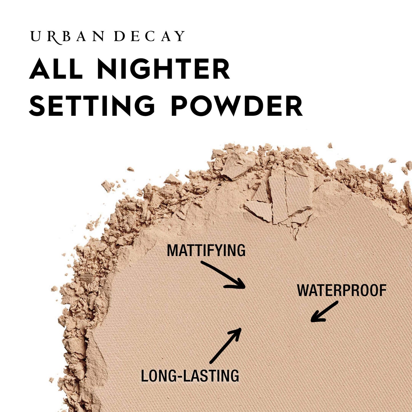 Urban Decay All Nighter Waterproof Setting Powder, Matte Finish, Universal Translucent Pressed Powder, Mattifies Shine & Oil, Sweat-Proof, Blurs Pores, Smooths Skin, Vegan, Cruelty-free - 0.26 oz