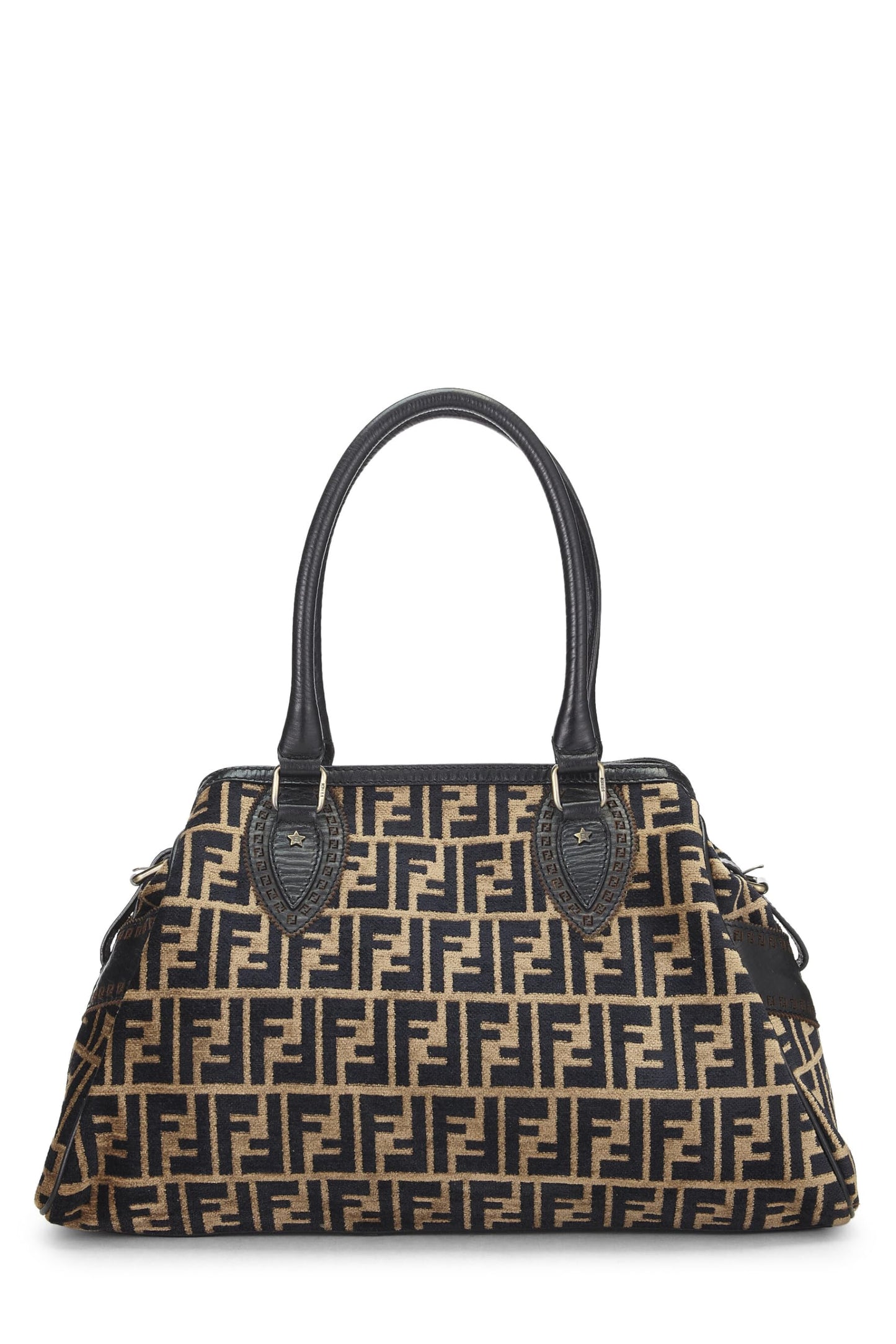 Fendi, sac en velours Zucca noir et beige d'occasion Du Jour Medium, marron