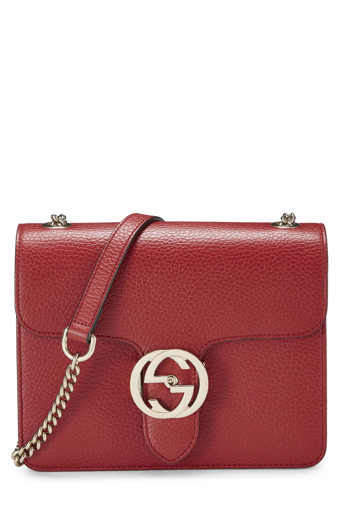 Gucci, Pre-Loved Red Leather Interlocking GG Crossbody, Red