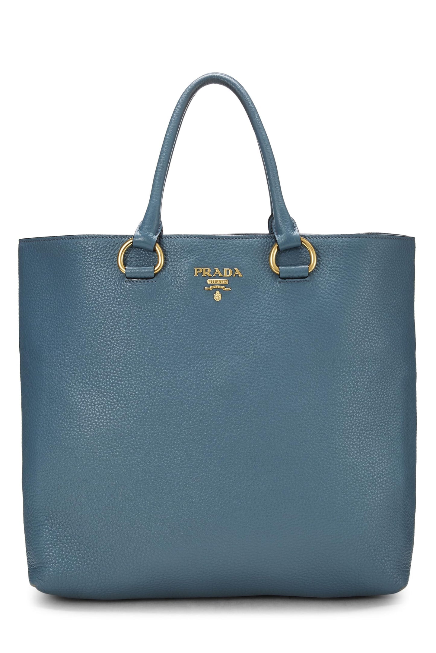 Prada, Pre-Loved Blue Vitello Daino Convertible Tote Medium, Blue