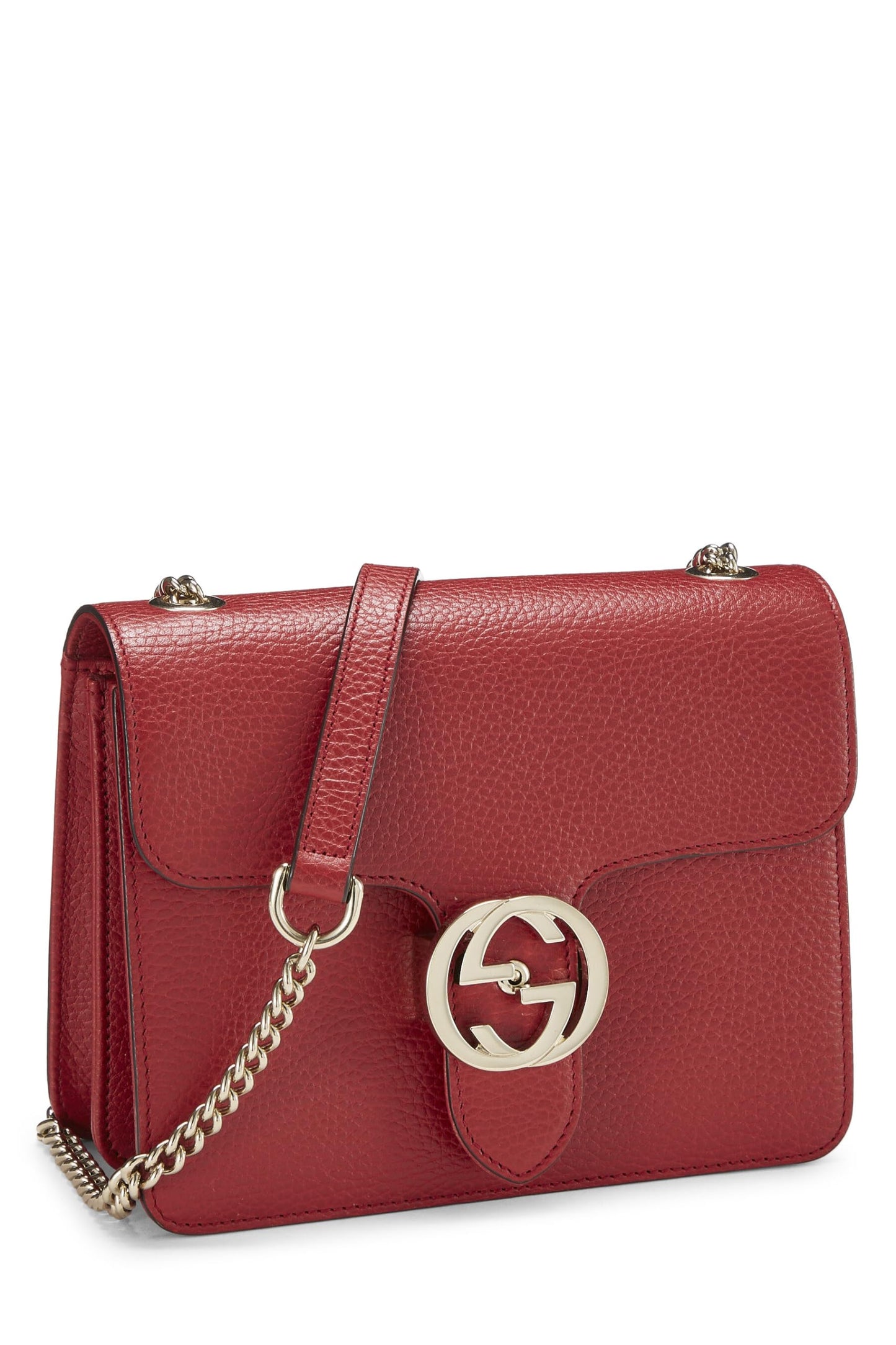 Gucci, Pre-Loved Red Leather Interlocking GG Crossbody, Red