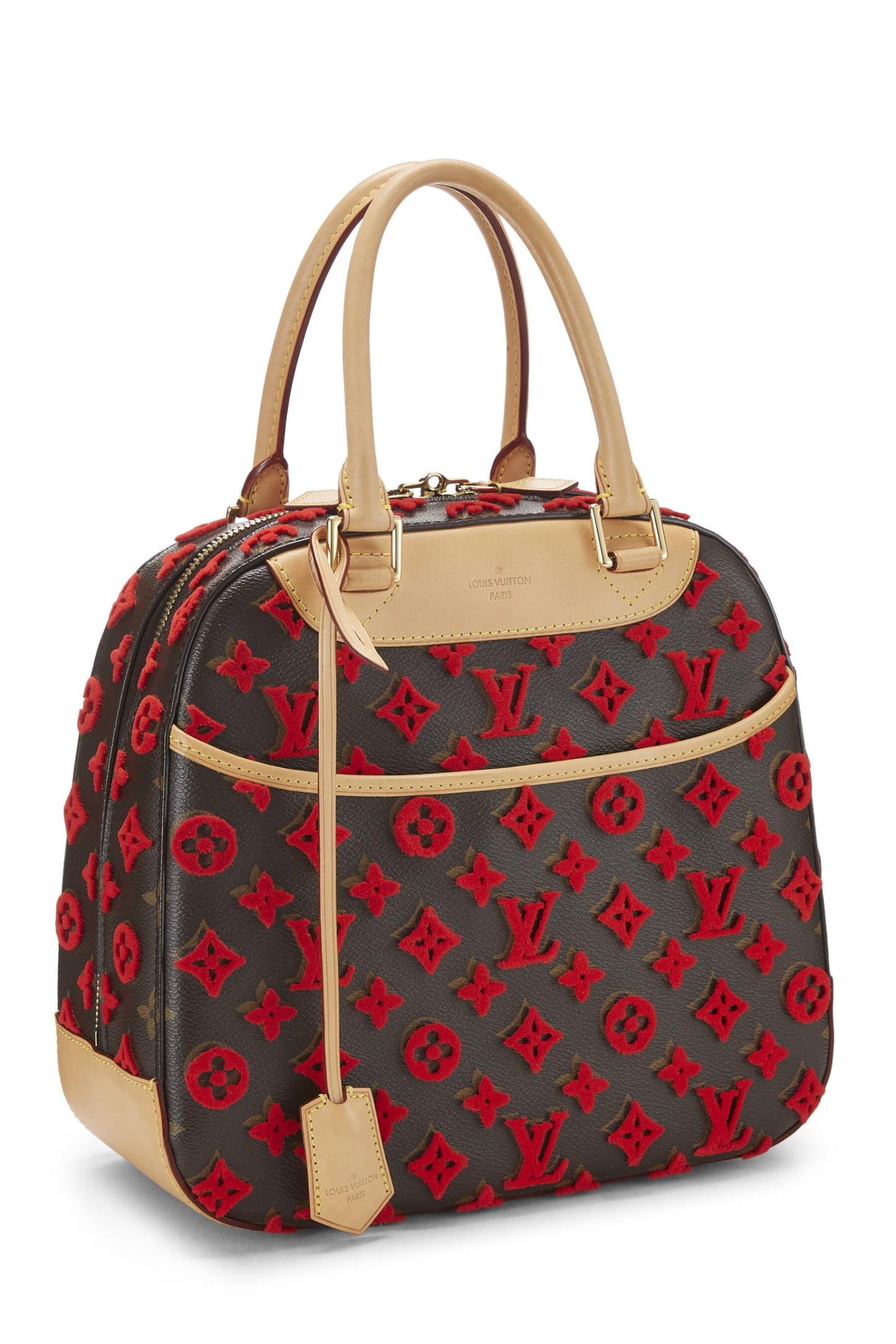 Louis Vuitton, Cubo Deauville Tuffetage con monograma rojo de edición limitada Pre-Loved, Rojo