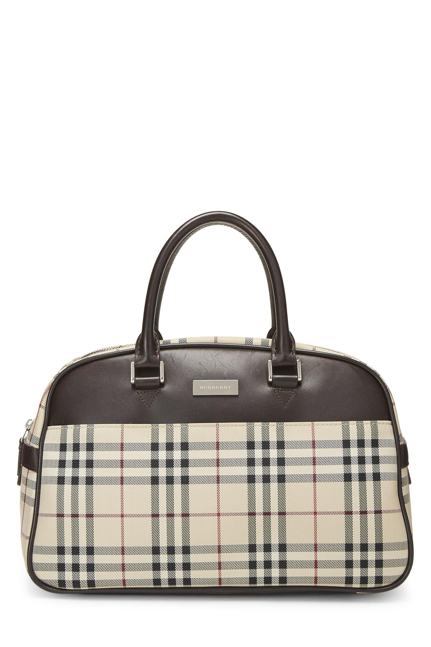 Burberry, sac à main bowler marron House Check de taille moyenne, d'occasion, marron