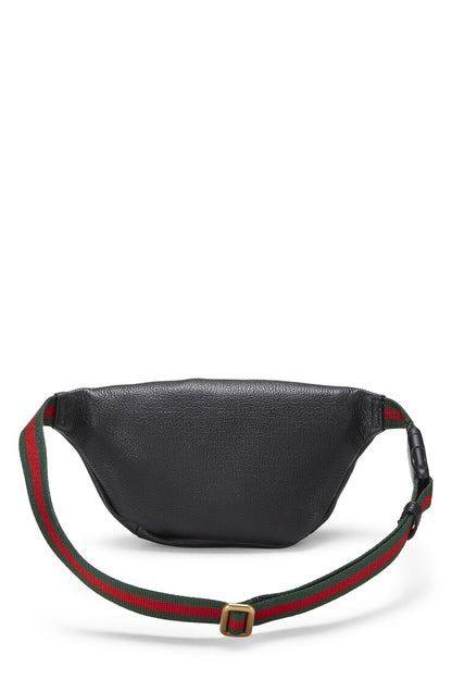 Gucci, sac ceinture en cuir noir avec logo imprimé, petit modèle, noir