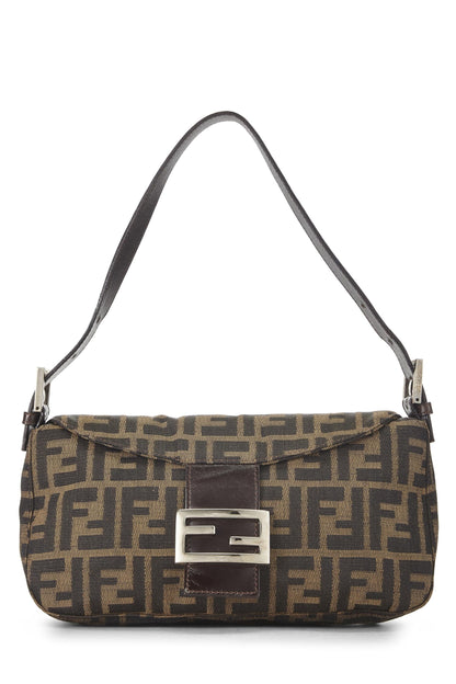 Fendi, sac à bandoulière en toile marron Zucca d'occasion, marron