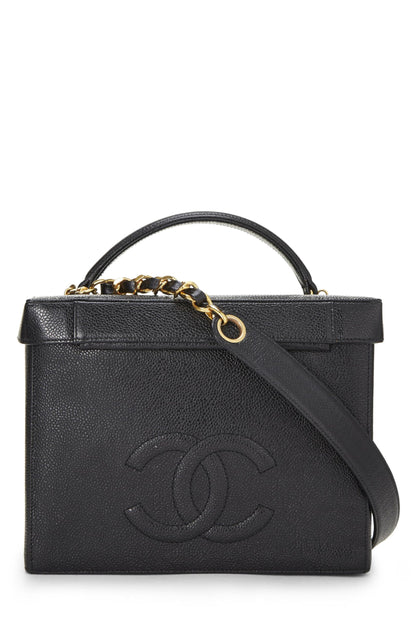 Chanel, Tocador grande de caviar negro Pre-Loved, Negro