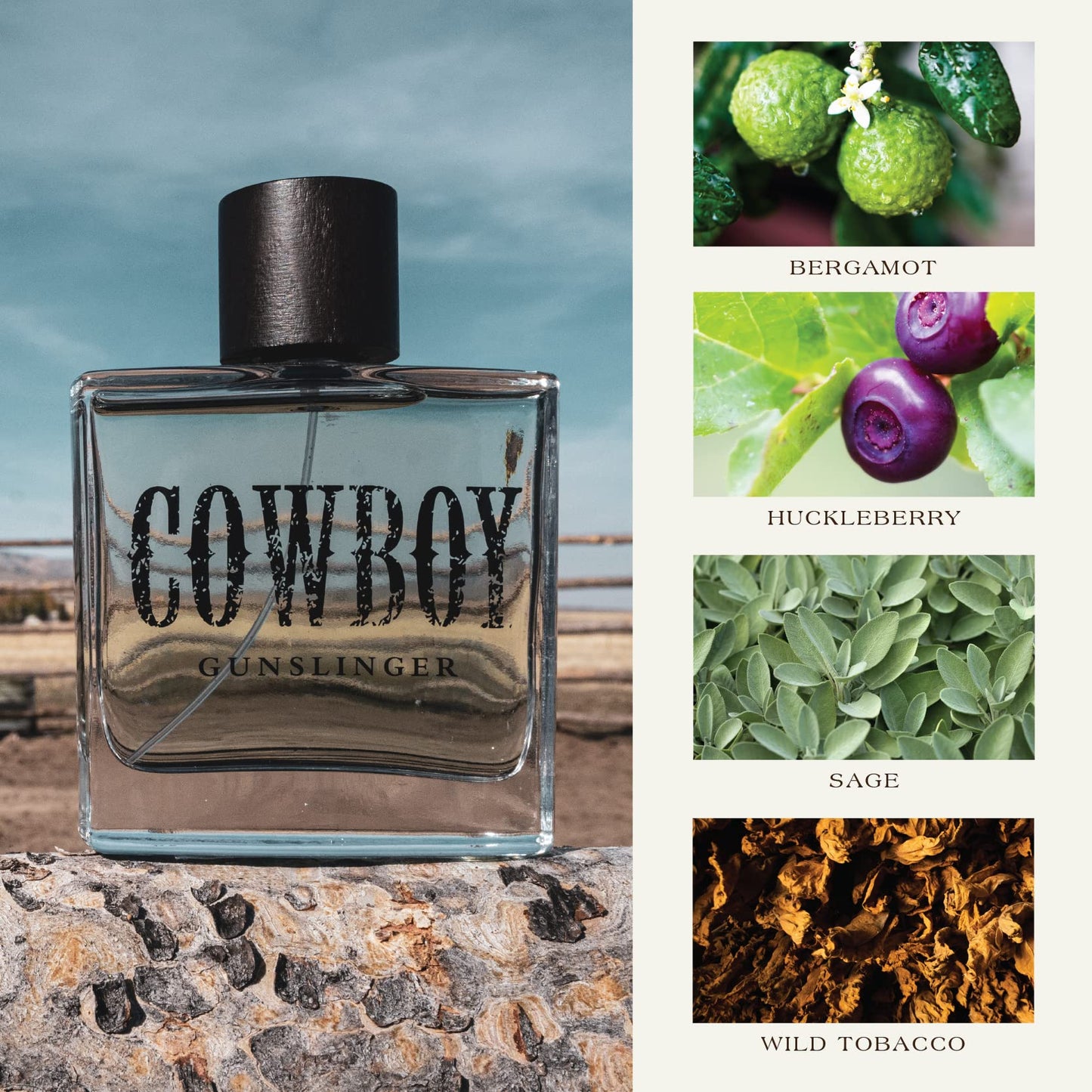 Eau de Cologne pour homme Tru Western Cowboy Gunslinger, 100 ml (3,4 fl oz) - Chaude, fraîche et audacieuse