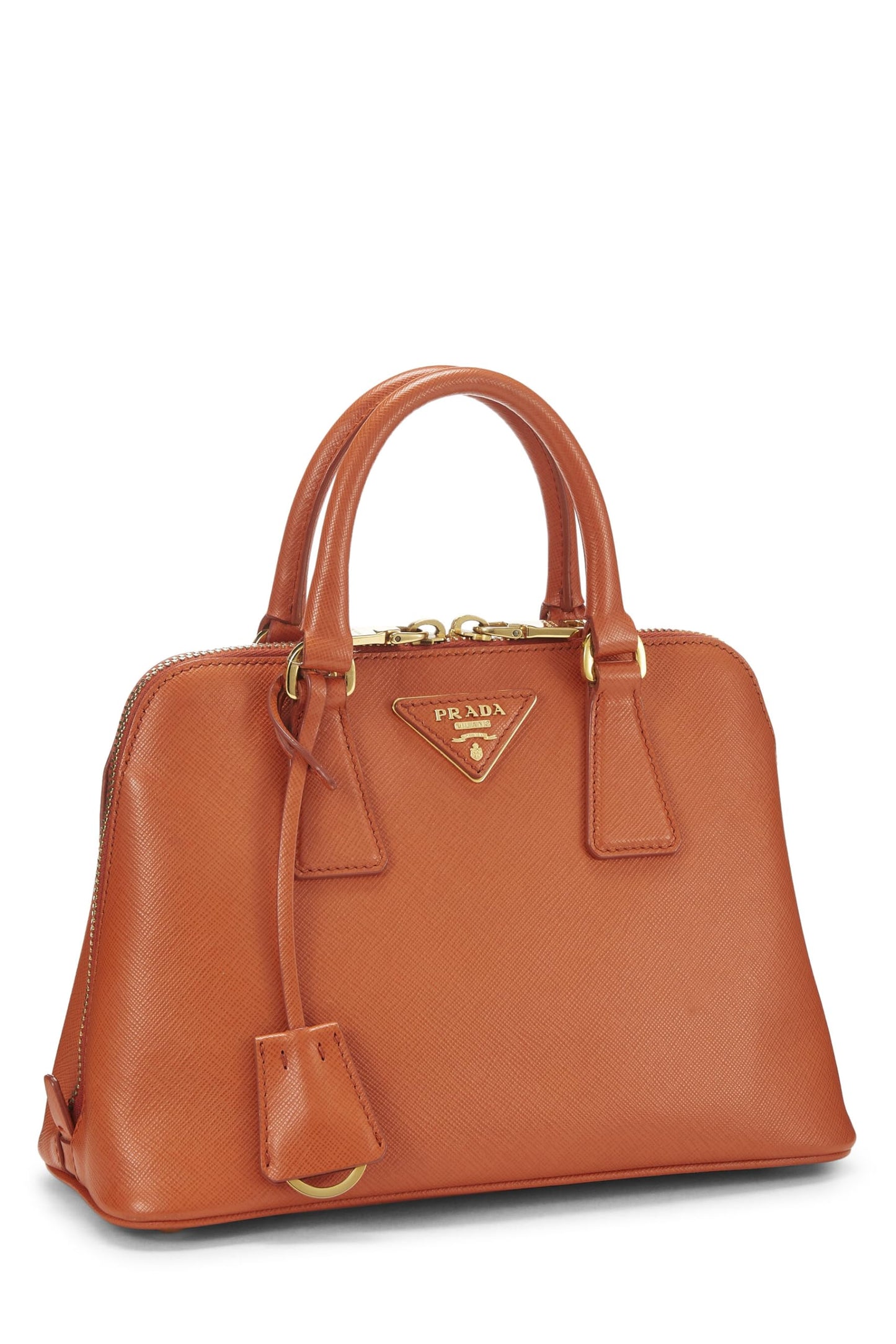 Prada, Pre-Loved Orange Saffiano Promenade Pequeño, Naranja