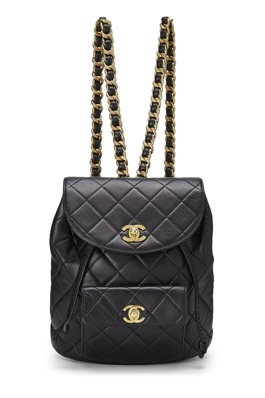 Chanel, Pre-Loved Black Quilted Lambskin 'CC' Classic Backpack Medium, Black