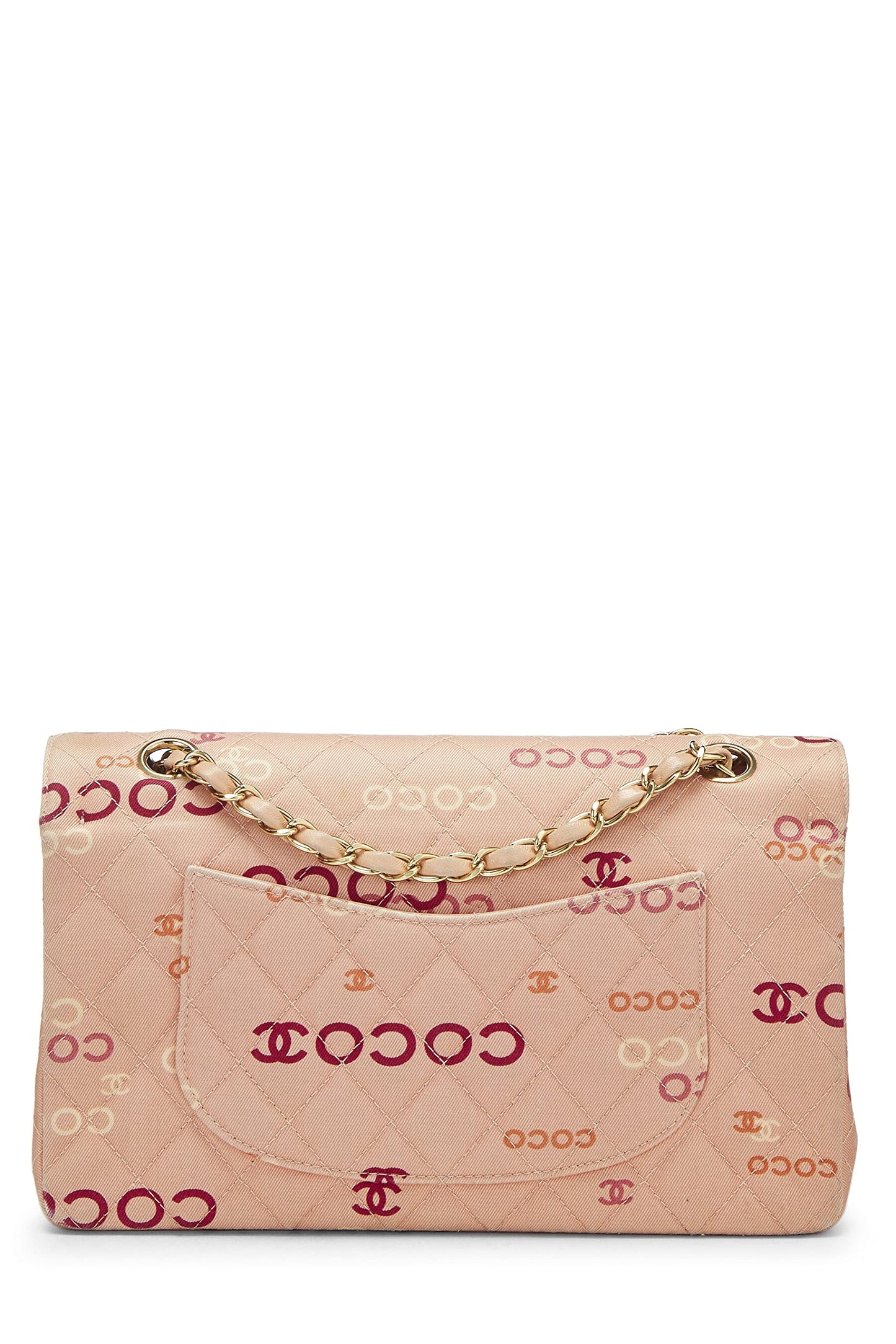 Chanel, Pre-Loved Pink Quilted Canvas Coco Classic Double Flap Medium, Pink