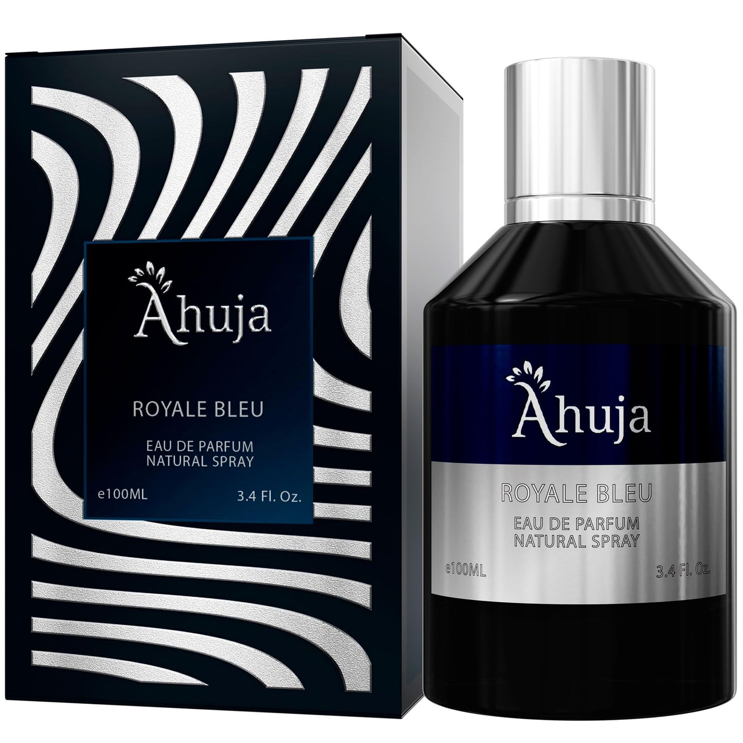 AHUJA Royal Bleu Eau De Parfum pour Homme 3,4 fl oz - Eau de Cologne pour Homme, Parfum Homme - Parfum Longue Durée pour Homme Original - Agrumes Frais &amp; Bois Profonds, Coup d'Agrumes Audacieux, Cadeau Parfum de Luxe pour Homme EDP