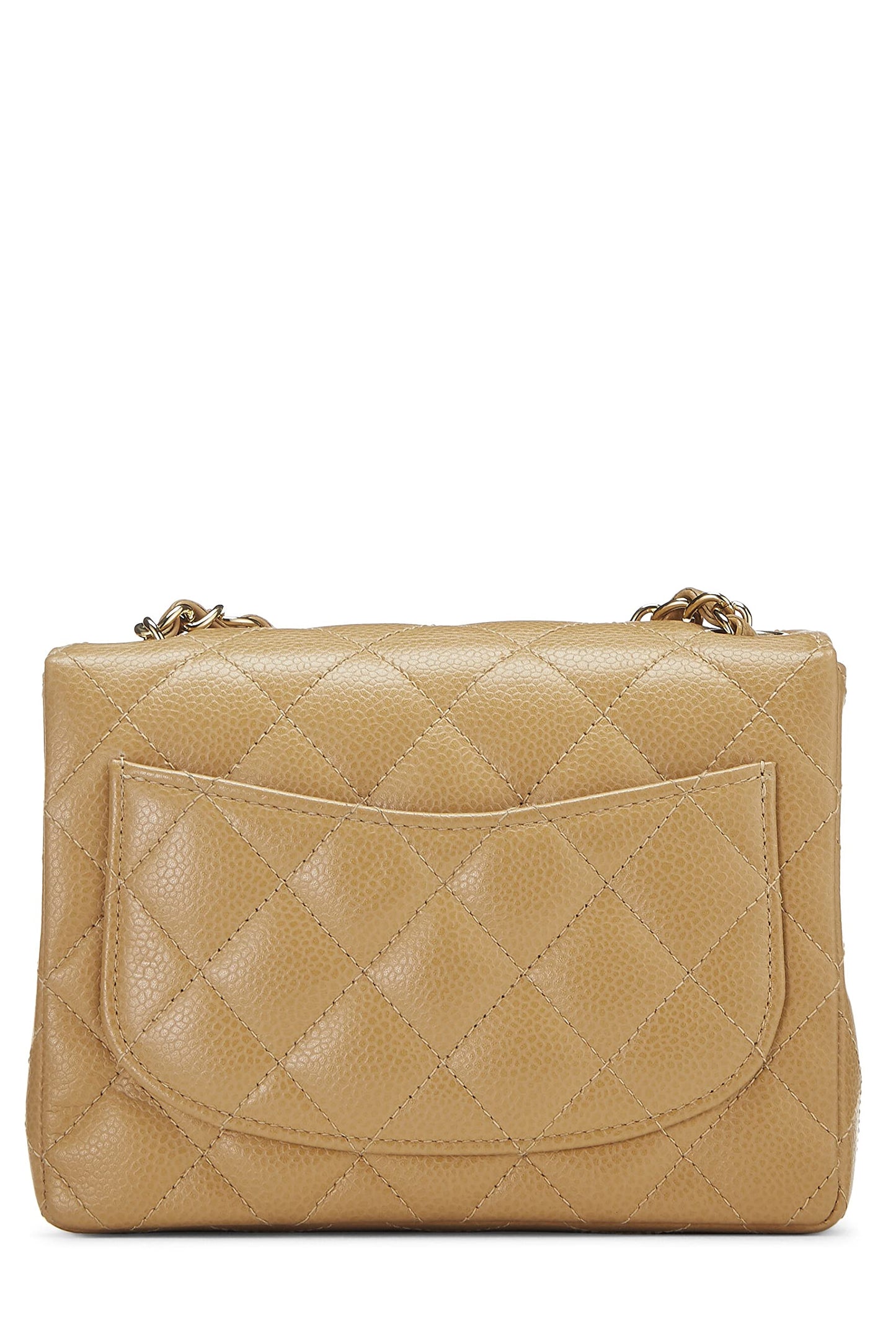 Chanel, Mini mini solapa de caviar acolchado beige Pre-Loved, Beige