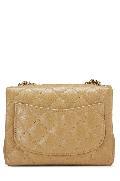 Chanel, Pre-Loved Beige Quilted Caviar Half Flap Mini, Beige