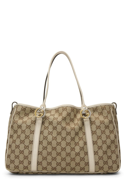 Gucci, Pre-Loved White Original GG Canvas Twins Tote, White