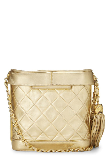 Chanel, Pre-Loved Gold Quilted Lambskin Binocular Bag Small, Gold