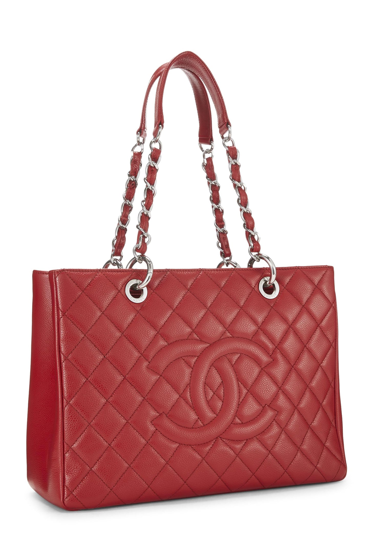 Chanel, Pre-Loved Red Caviar Grand Shopping Tote (GST), Red