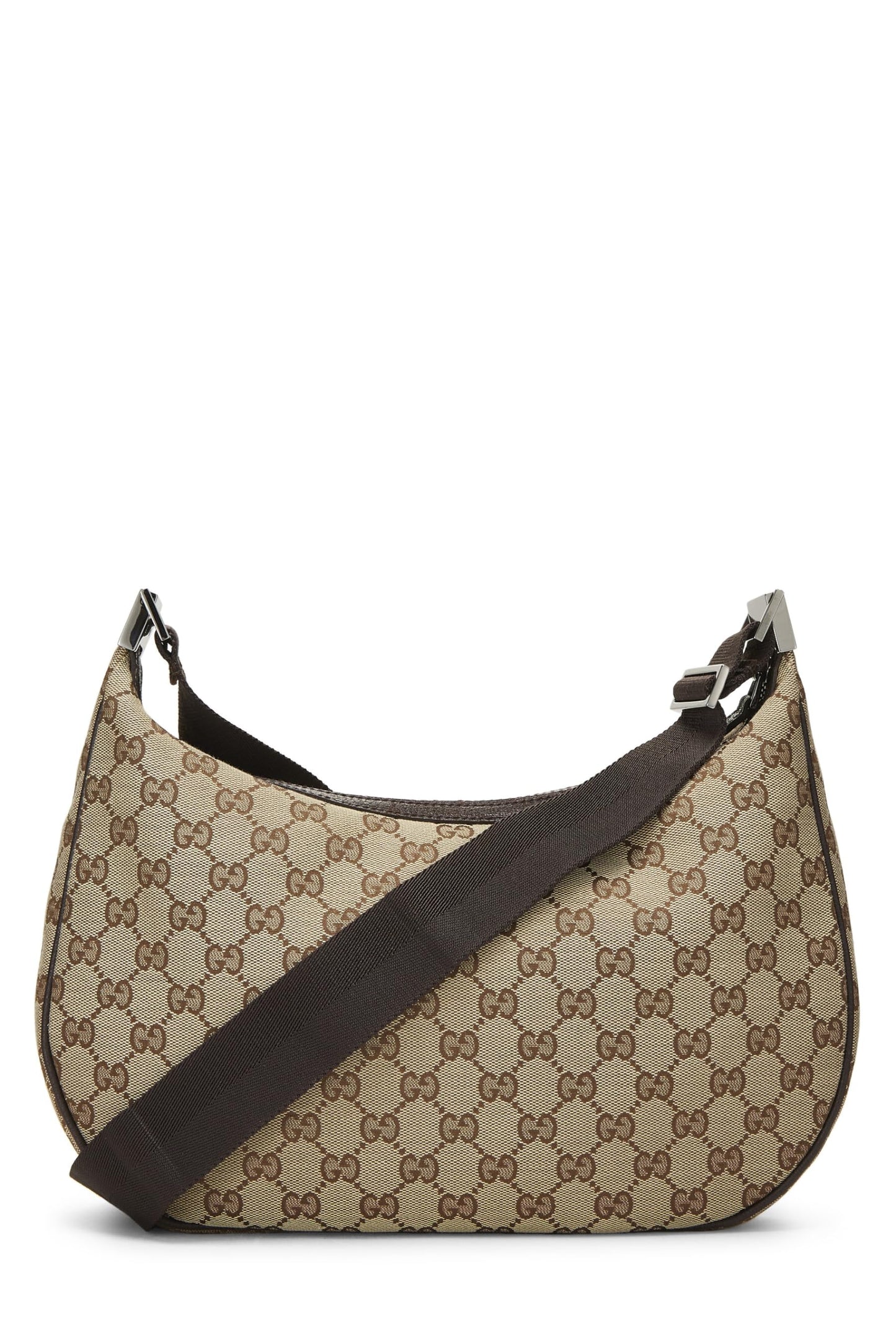 Gucci, sac messager rond en toile GG d'origine d'occasion, marron