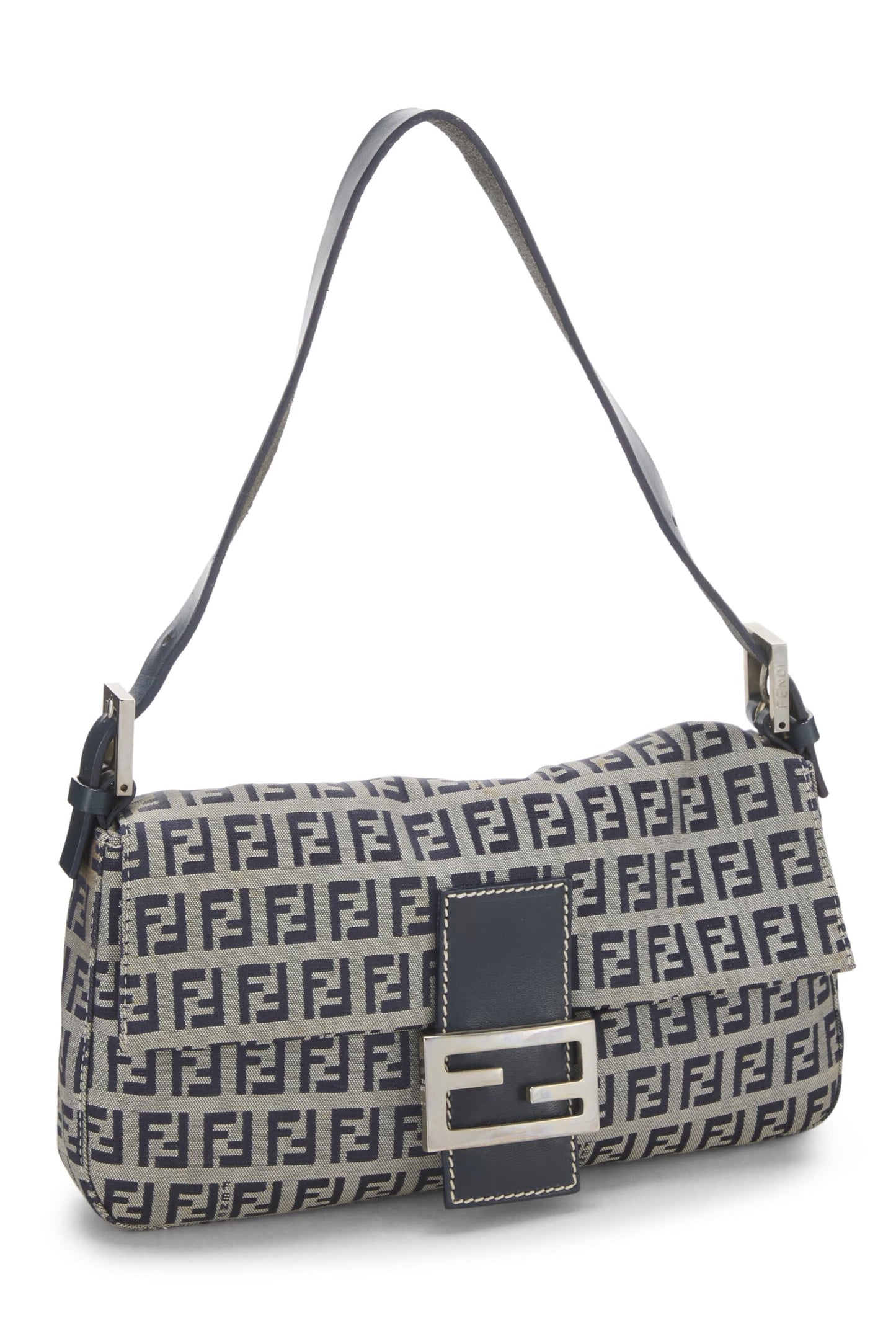 Fendi, Pre-Loved Navy Zucchino Canvas Baguette, Navy