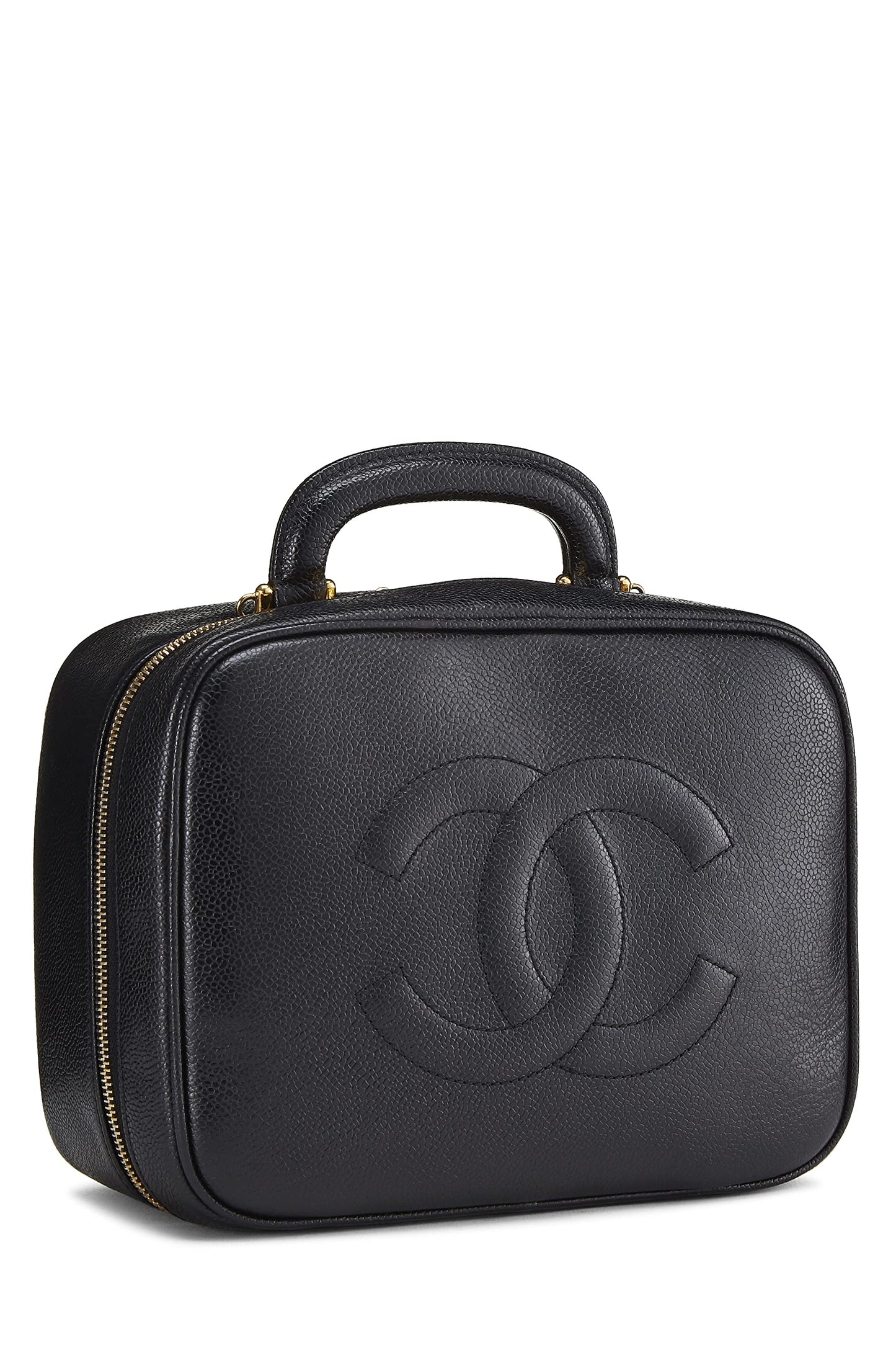 Chanel, Tocador para lonchera de caviar negro Pre-Loved, Negro