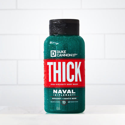 Gel de baño de alta viscosidad para hombres THICK de Duke Cannon Supply Co., con aroma a Naval Supremacy, paquete de 3 de 17,5 onzas líquidas