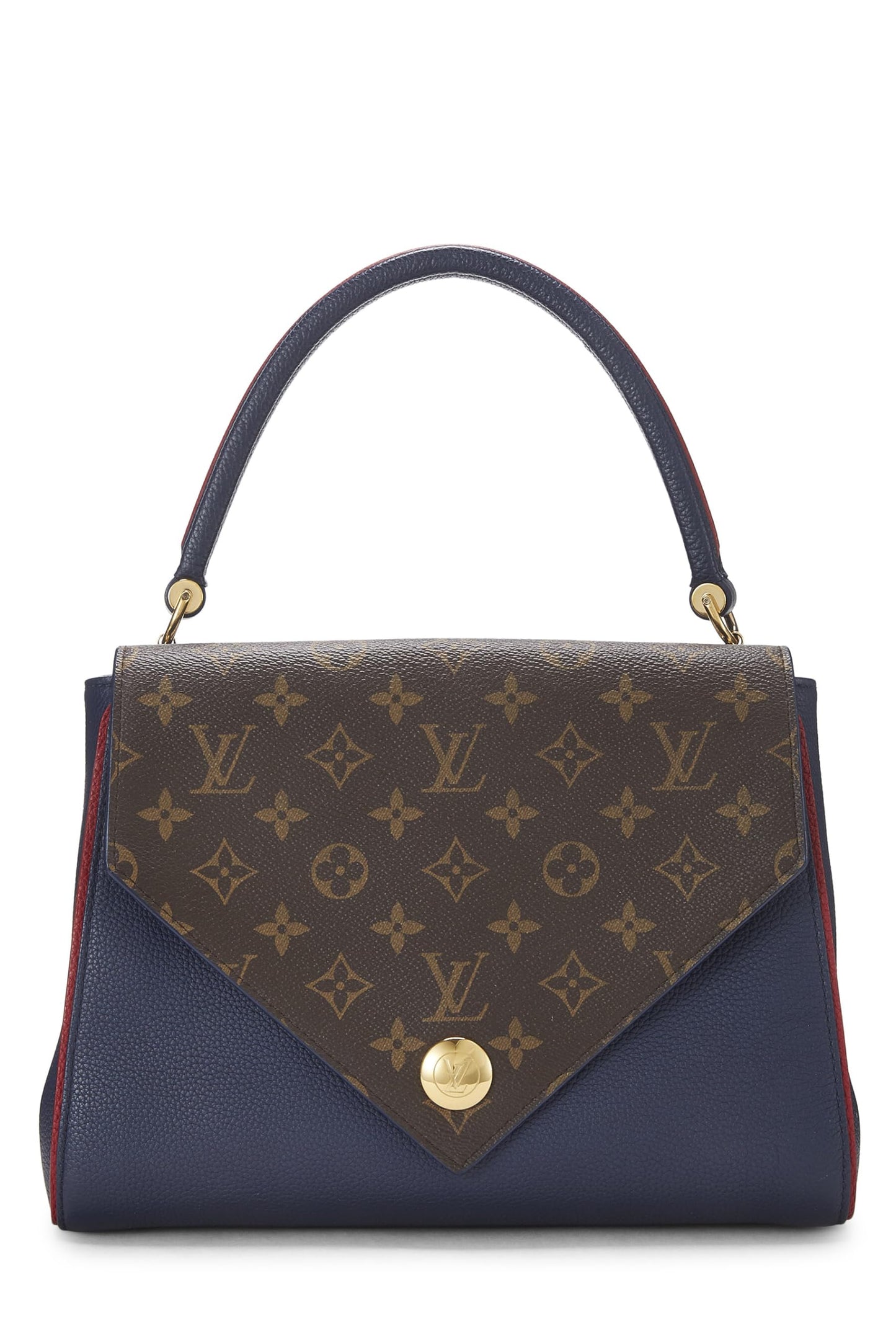 Louis Vuitton, sac Double V en cuir monogrammé bleu marine d'occasion, bleu marine