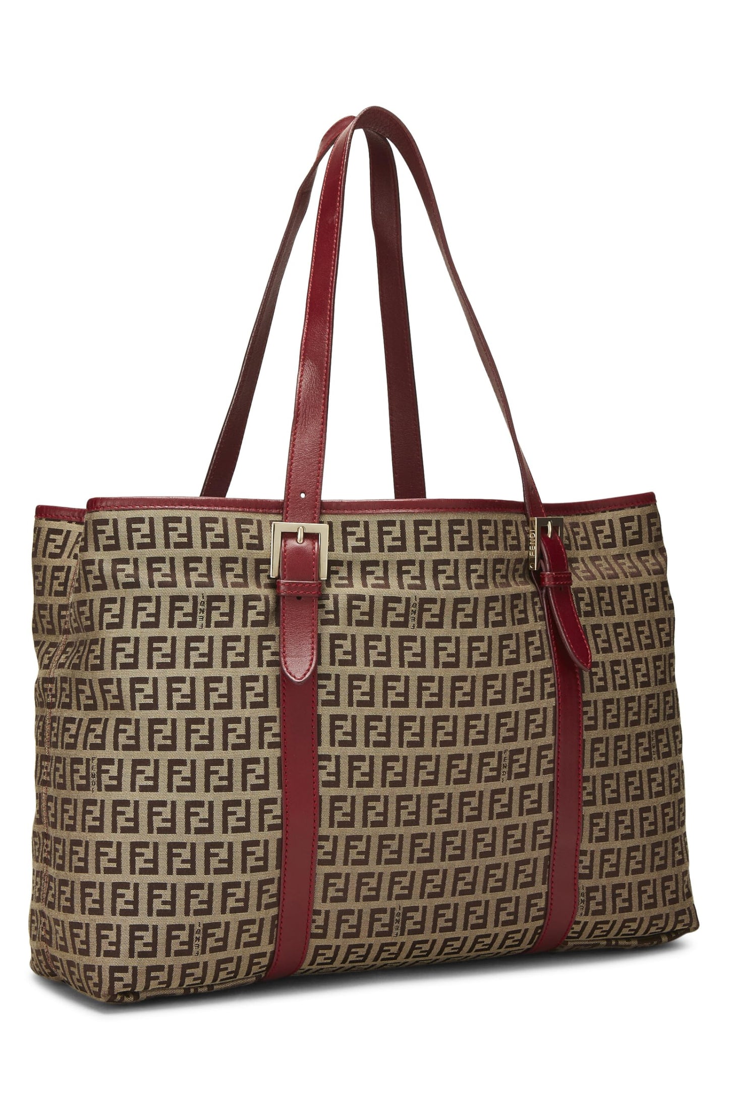 Fendi, sac fourre-tout en toile Zucchino rouge d'occasion, rouge