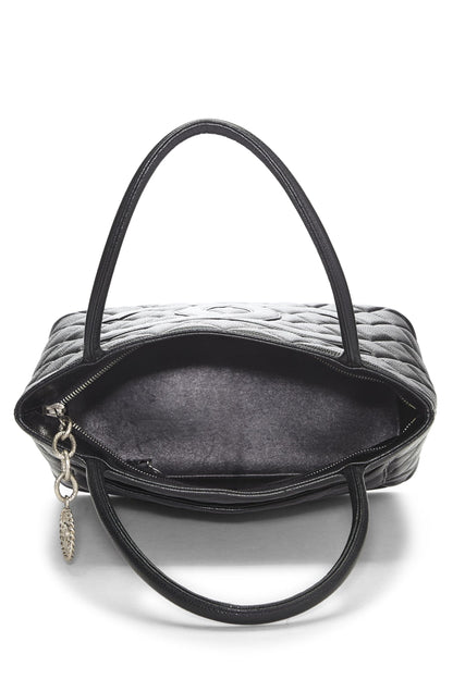 Chanel, Bolso tote con medallón de caviar acolchado negro Pre-Loved, Negro