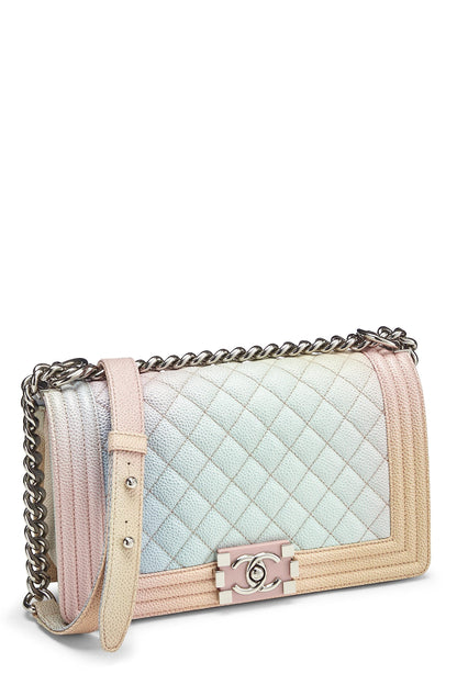 Chanel, Pre-Loved Rainbow Quilted Caviar Boy Bag Medium, Multi